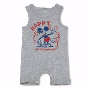 Heathered Grey Mickey Mouse Romper 3-6m by Junk Food
